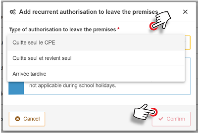 Exit permission selection