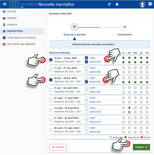 Wizard holiday step Attendance