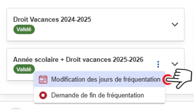 Bouton modification des jours de fréquentation