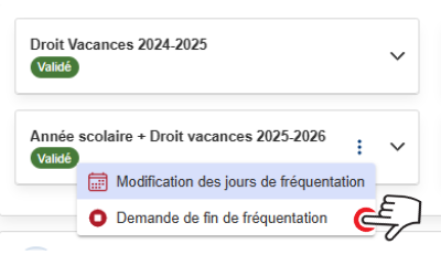 Bouton fin de fréquentation