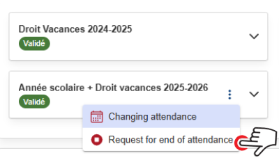 End of attendance button