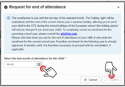 End of attendance Confirmation