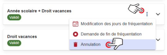 Annulation inscription