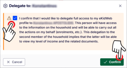 Delegation confirmation